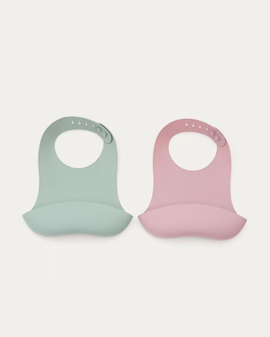 Set Lili 2 bavaglini in silicone rosa e turchese