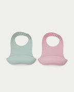 Set Lili 2 bavaglini in silicone rosa e turchese