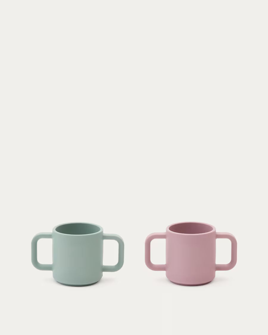 Set Lili 2 tazze in silicone rosa e turchese