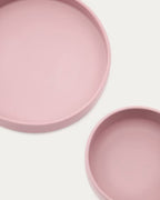 Set Lili piatto e ciotola in silicone rosa