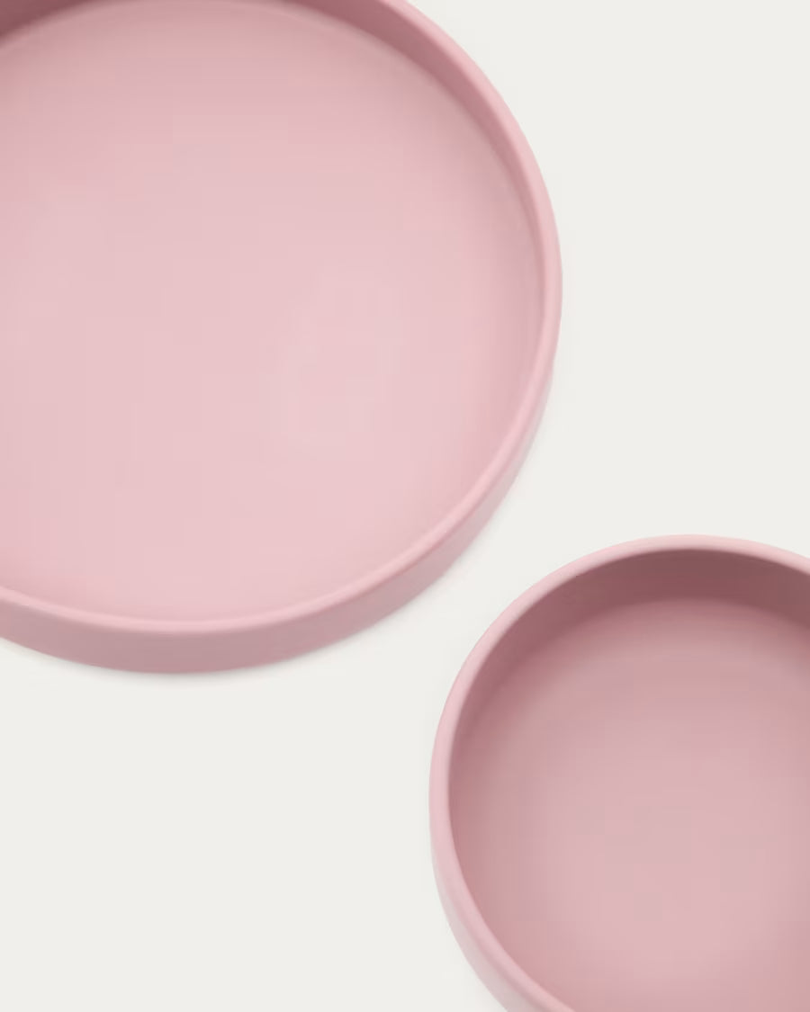 Set Lili piatto e ciotola in silicone rosa