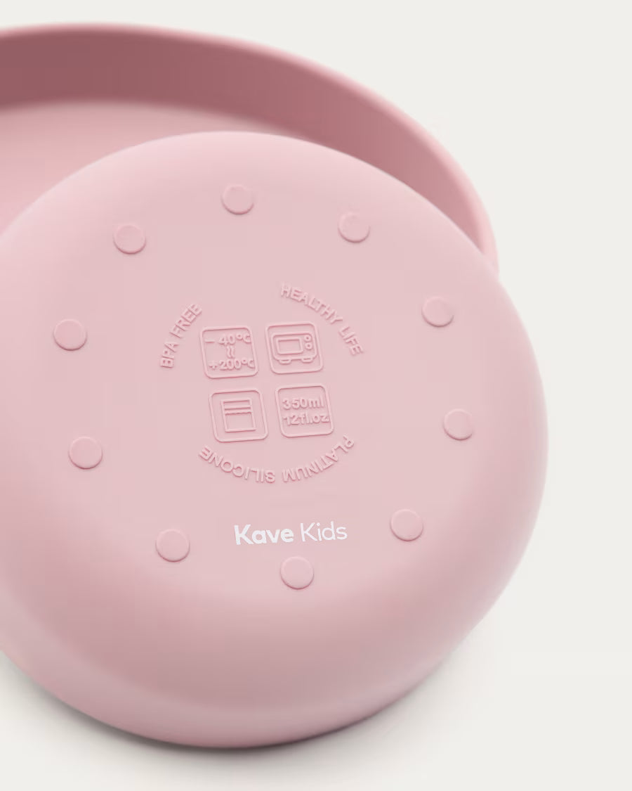 Set Lili piatto e ciotola in silicone rosa