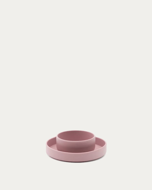 Set Lili piatto e ciotola in silicone rosa