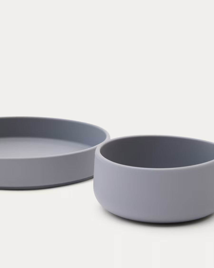Set Lili piatto e ciotola in silicone blu