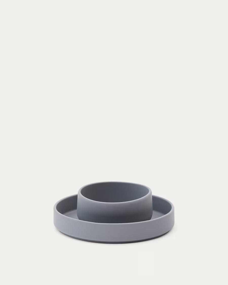 Set Lili piatto e ciotola in silicone blu
