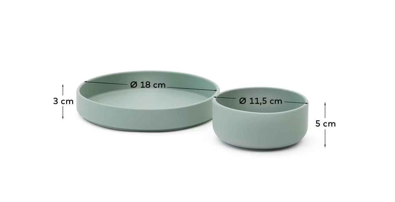 Set Lili piatto e ciotola in silicone turchese