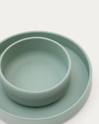 Set Lili piatto e ciotola in silicone turchese