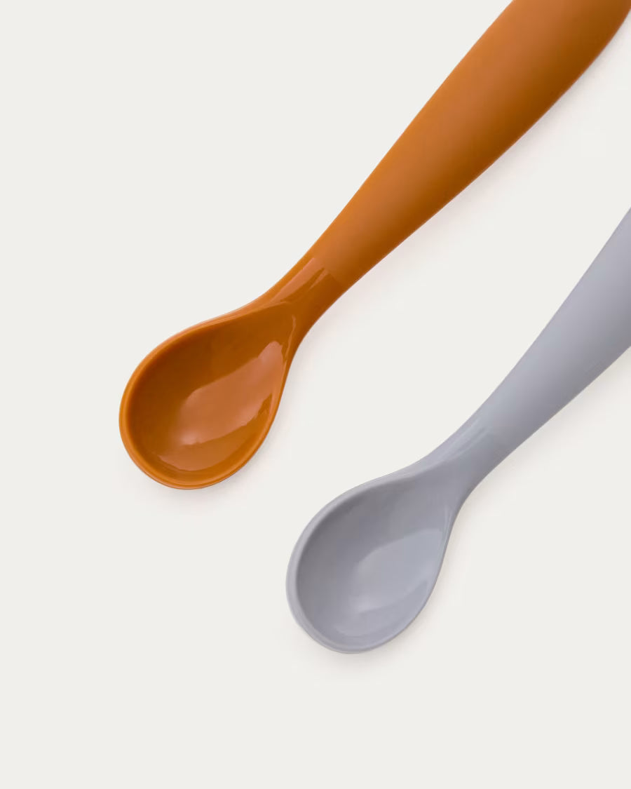 Set Lili 2 cucchiai in silicone arancione e blu