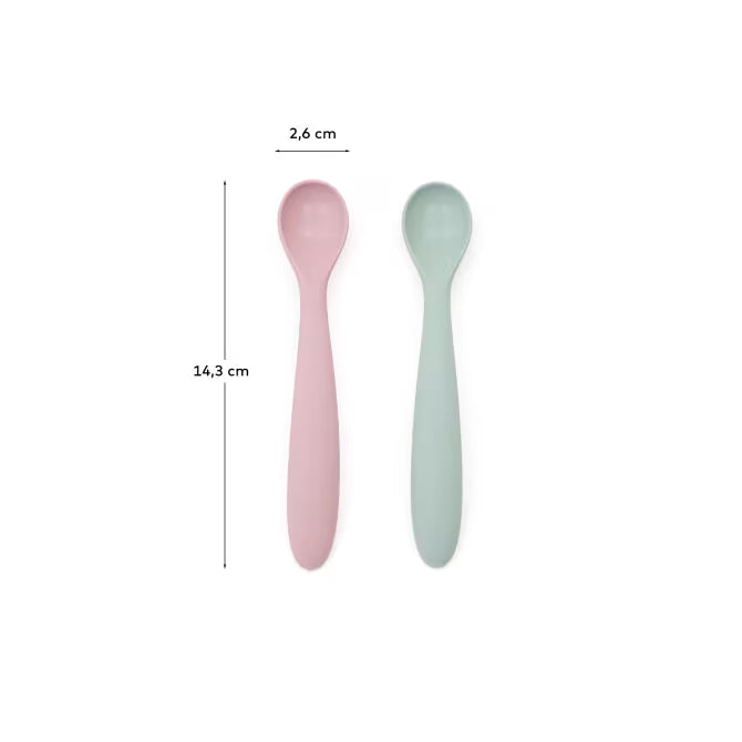 Set Lili 2 cucchiai in silicone rosa e turchese