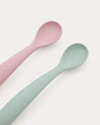 Set Lili 2 cucchiai in silicone rosa e turchese