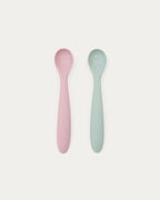 Set Lili 2 cucchiai in silicone rosa e turchese