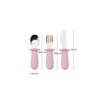 Set Lili cucchiaio, forchetta e coltello in silicone rosa