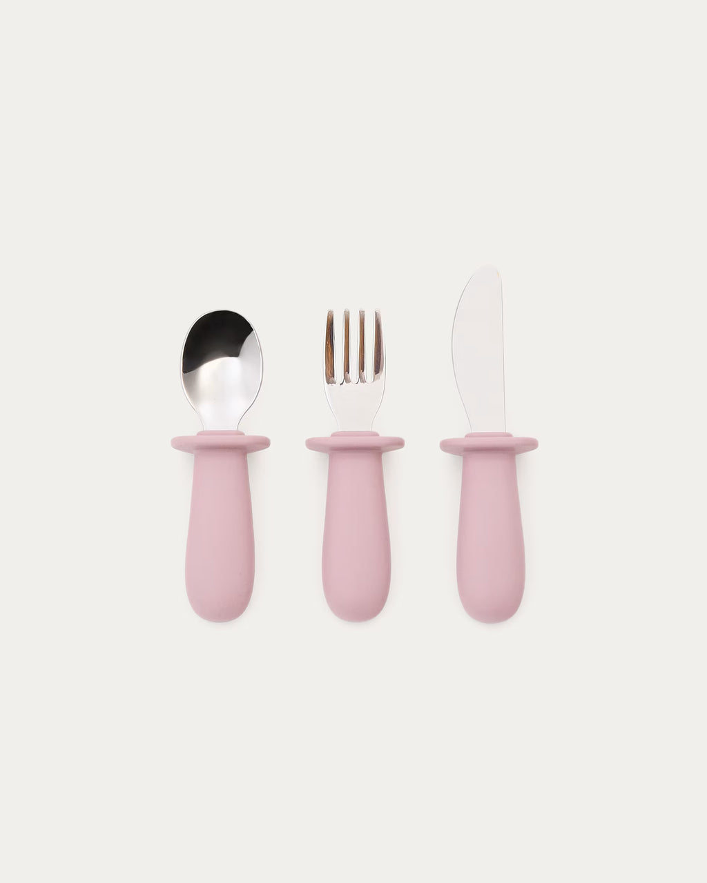 Set Lili cucchiaio, forchetta e coltello in silicone rosa