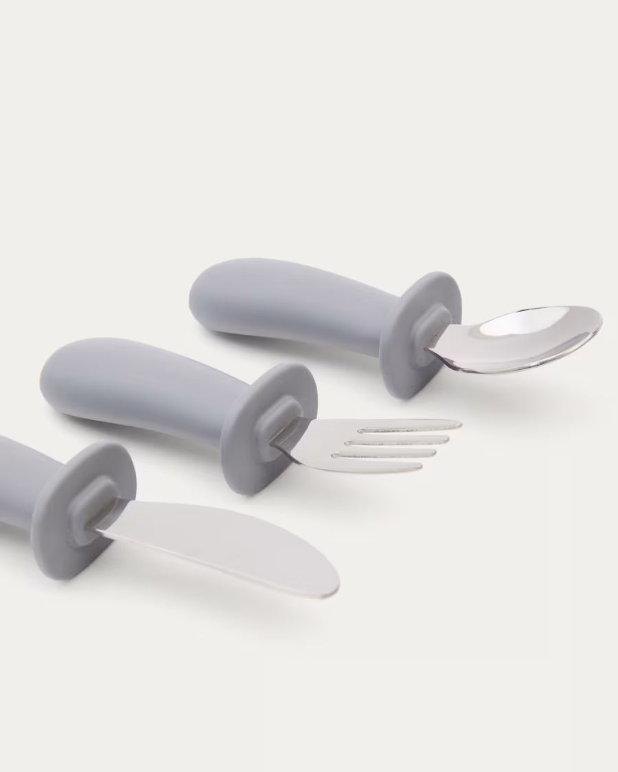 Set Lili cucchiaio, forchetta e coltello in silicone blu