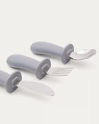 Set Lili cucchiaio, forchetta e coltello in silicone blu