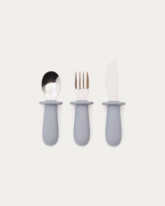 Set Lili cucchiaio, forchetta e coltello in silicone blu