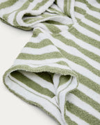 Asciugamano poncho Nuni di cotone a righe bianche e verdi taglia 2/3 anni