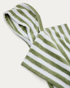 Asciugamano poncho Nuni di cotone a righe bianche e verdi taglia 2/3 anni