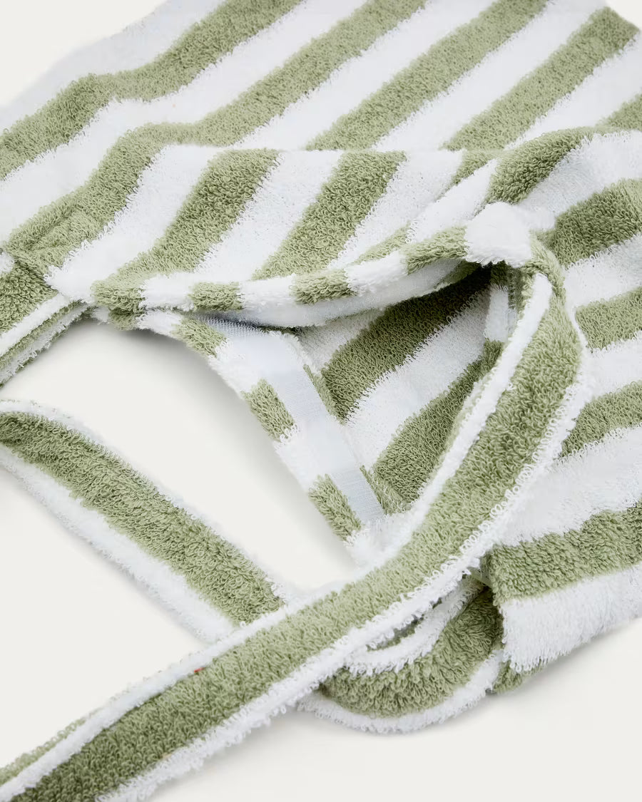 Borsa Nuni in cotone a righe bianche e verdi