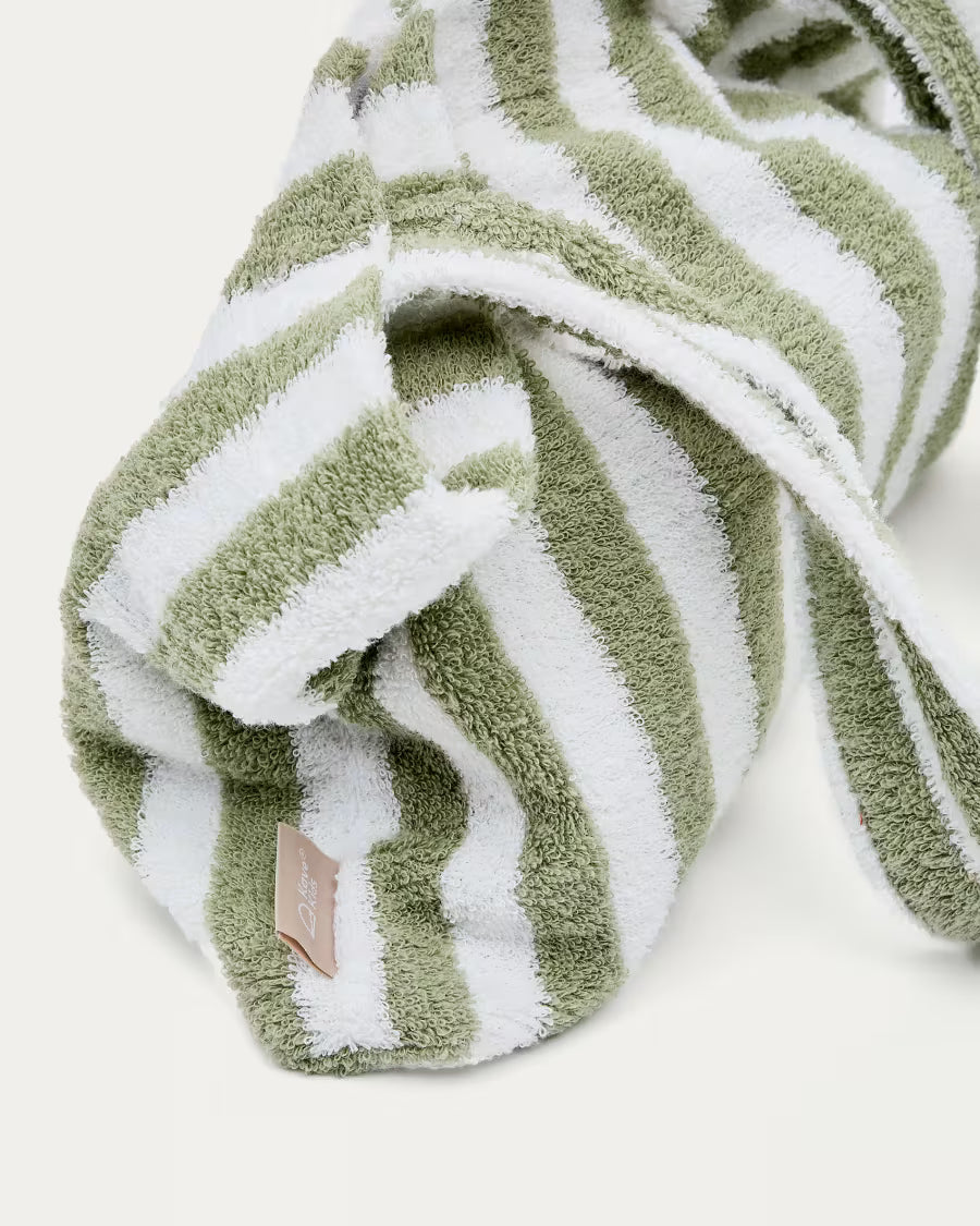 Borsa Nuni in cotone a righe bianche e verdi