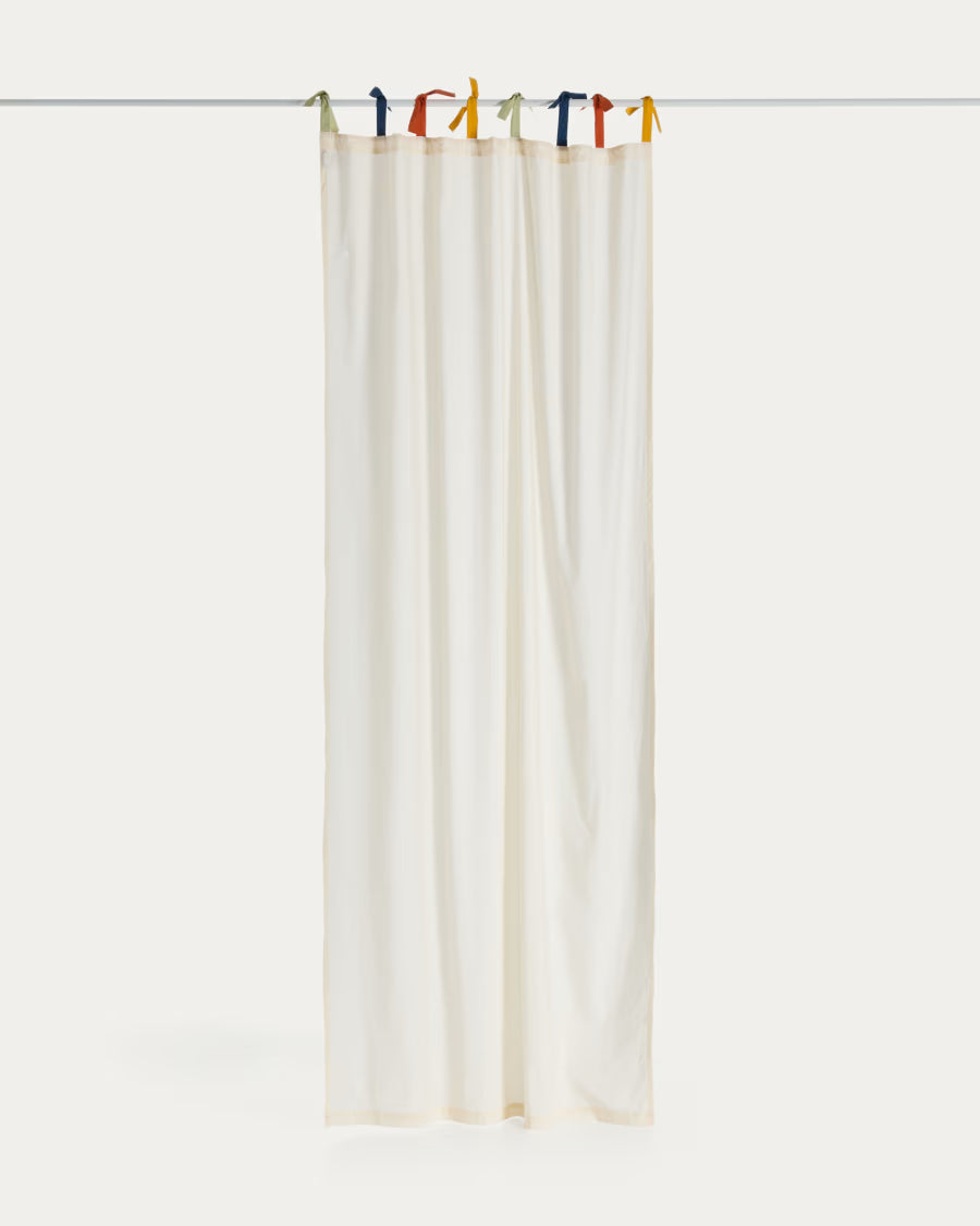 Tenda Zelda 100% cotone bianco e fiocchi multicolori 135 x 270 cm