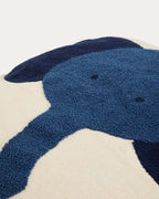 Cuscino da pavimento Tandani in cotone beige con elefante blu 70 x 70 cm