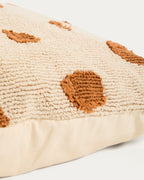 Cuscino da pavimento Tandani in cotone beige con disegno di ghepardo arancione 70 x 70 cm