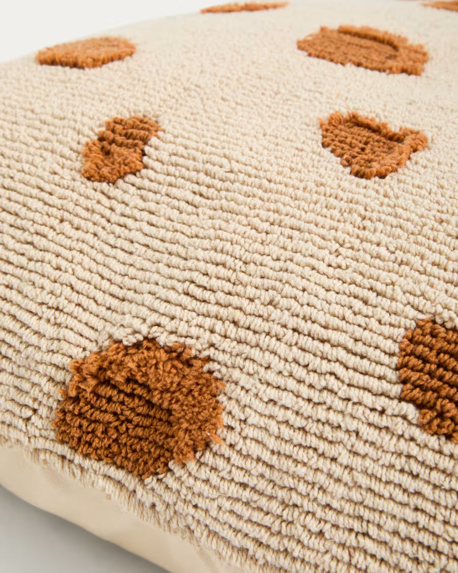 Cuscino da pavimento Tandani in cotone beige con disegno di ghepardo arancione 70 x 70 cm