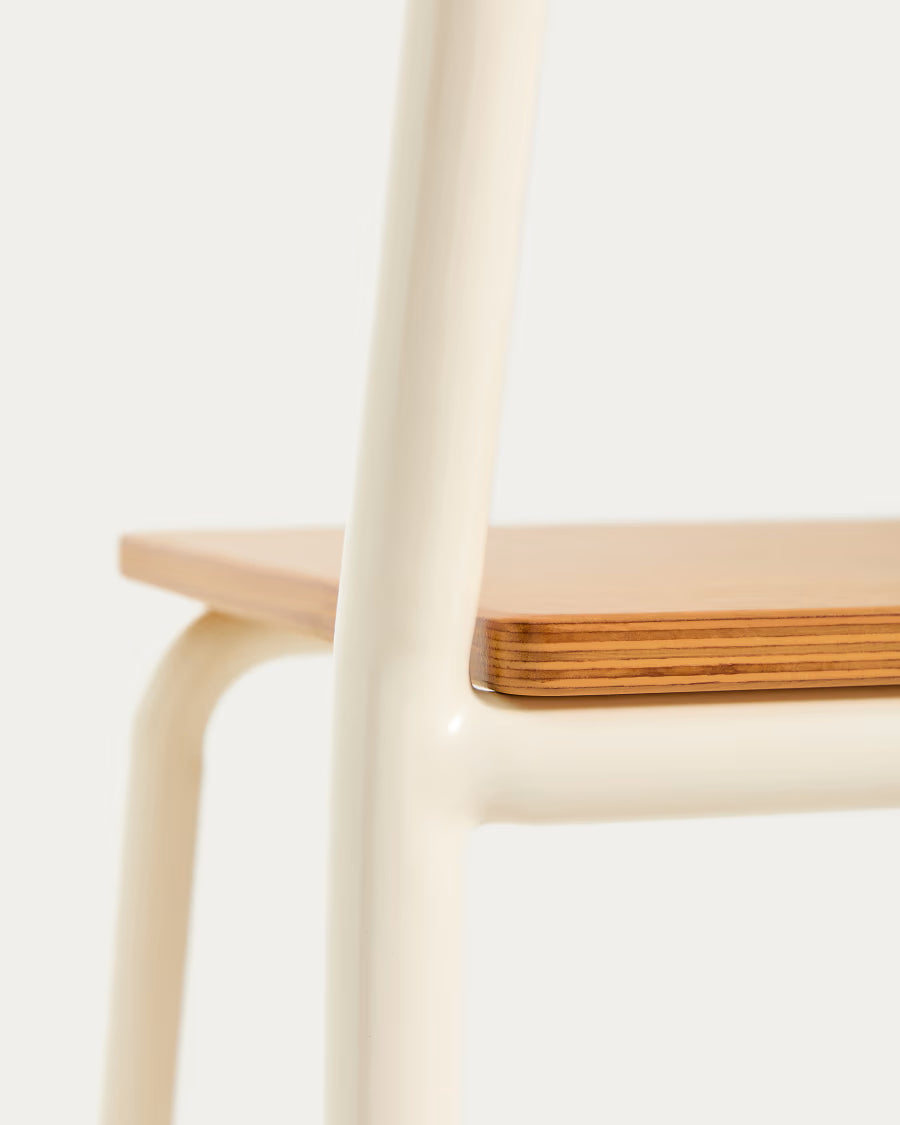 Sedia Tinn in impiallacciatura di frassino e struttura in metallo beige