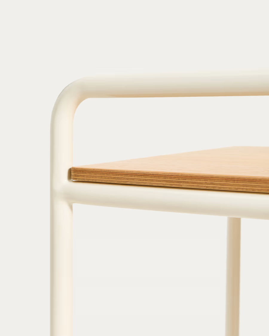 Scrivania Tinn in impiallacciatura di frassino e struttura in metallo beige 82 x 45 cm