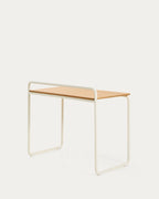 Scrivania Tinn in impiallacciatura di frassino e struttura in metallo beige 82 x 45 cm