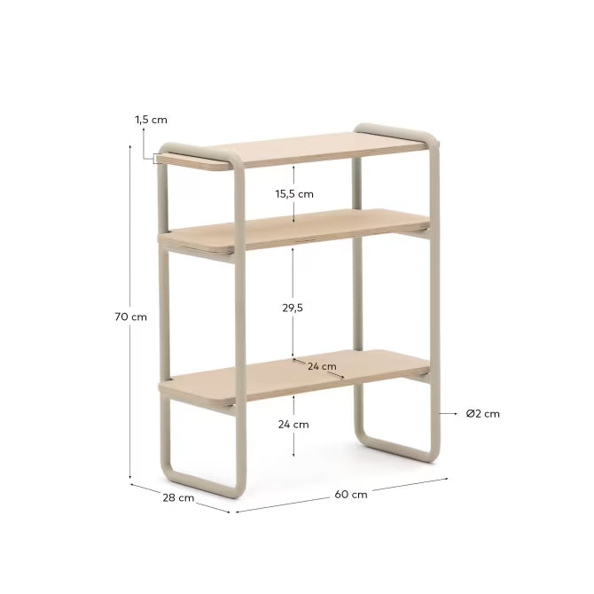 Scaffalatura Tinn in impiallacciatura di frassino e struttura in metallo beige 70 x 60cm