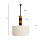 Lampada da soffitto Mavran in ceramica marrone e senape con paralume in cotone