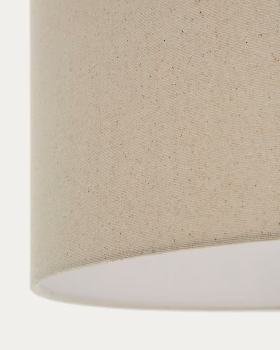 Lampada da soffitto Mavran in ceramica marrone e senape con paralume in cotone