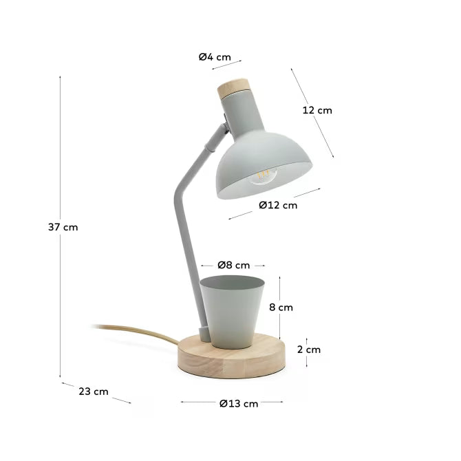 Lampada da scrivania Katia in legno e metallo verde