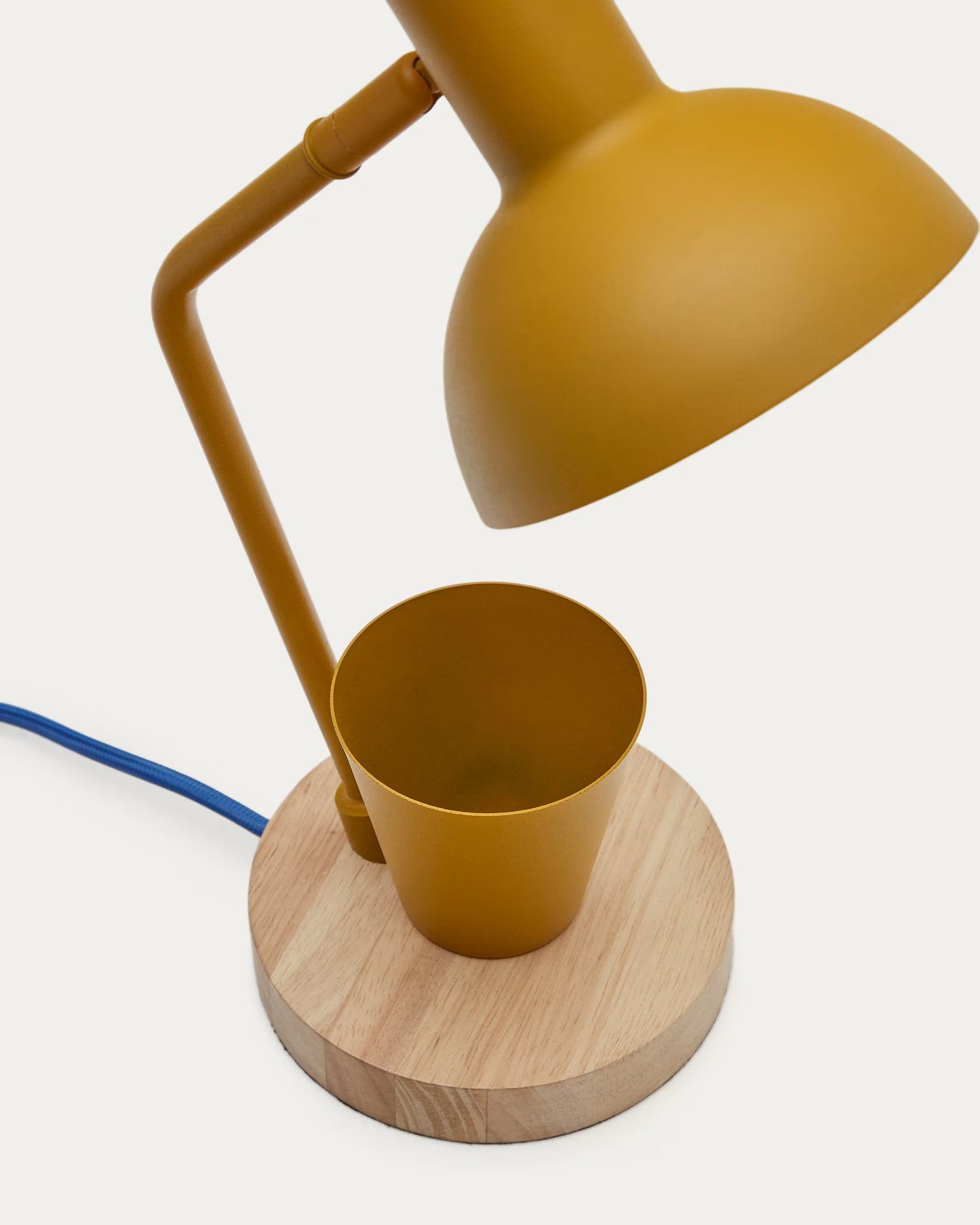 Lampada da scrivania Katia in legno e metallo senape