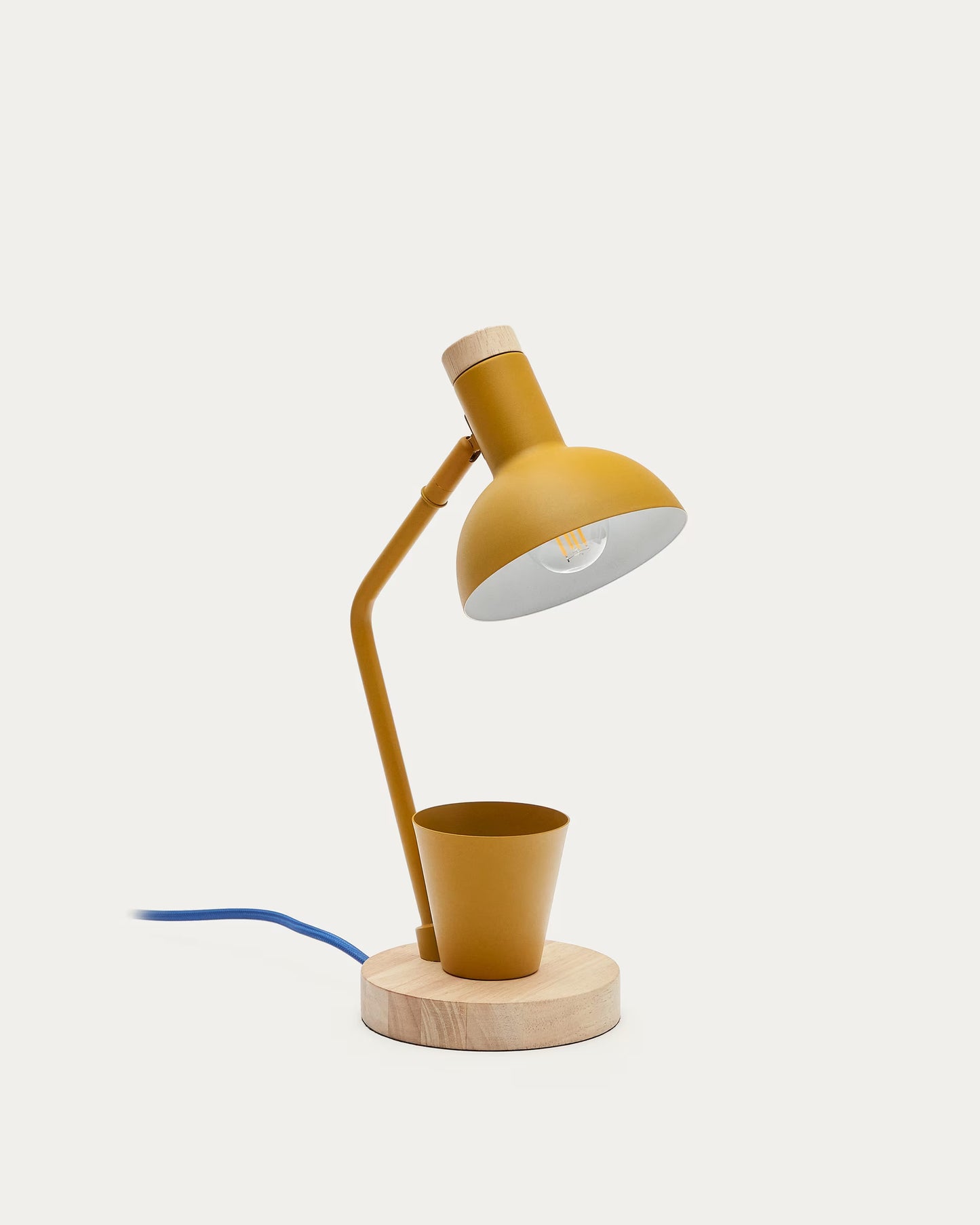Lampada da scrivania Katia in legno e metallo senape