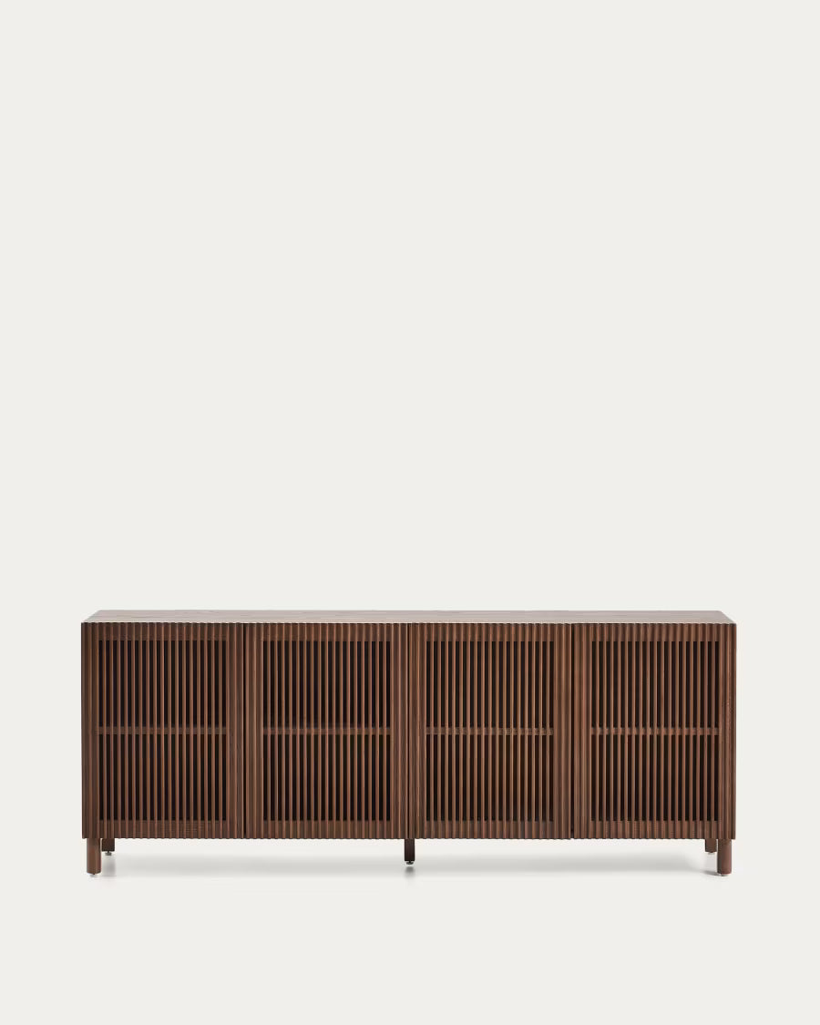 Credenza Beyla in impiallacciato e legno massiccio di frassino con finitura noce 181 x 71,5 cm
