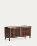 Scarpiera Beyla a 2 ante in impiallacciato e legno massiccio di frassino con finitura tono noce 98,5 cm