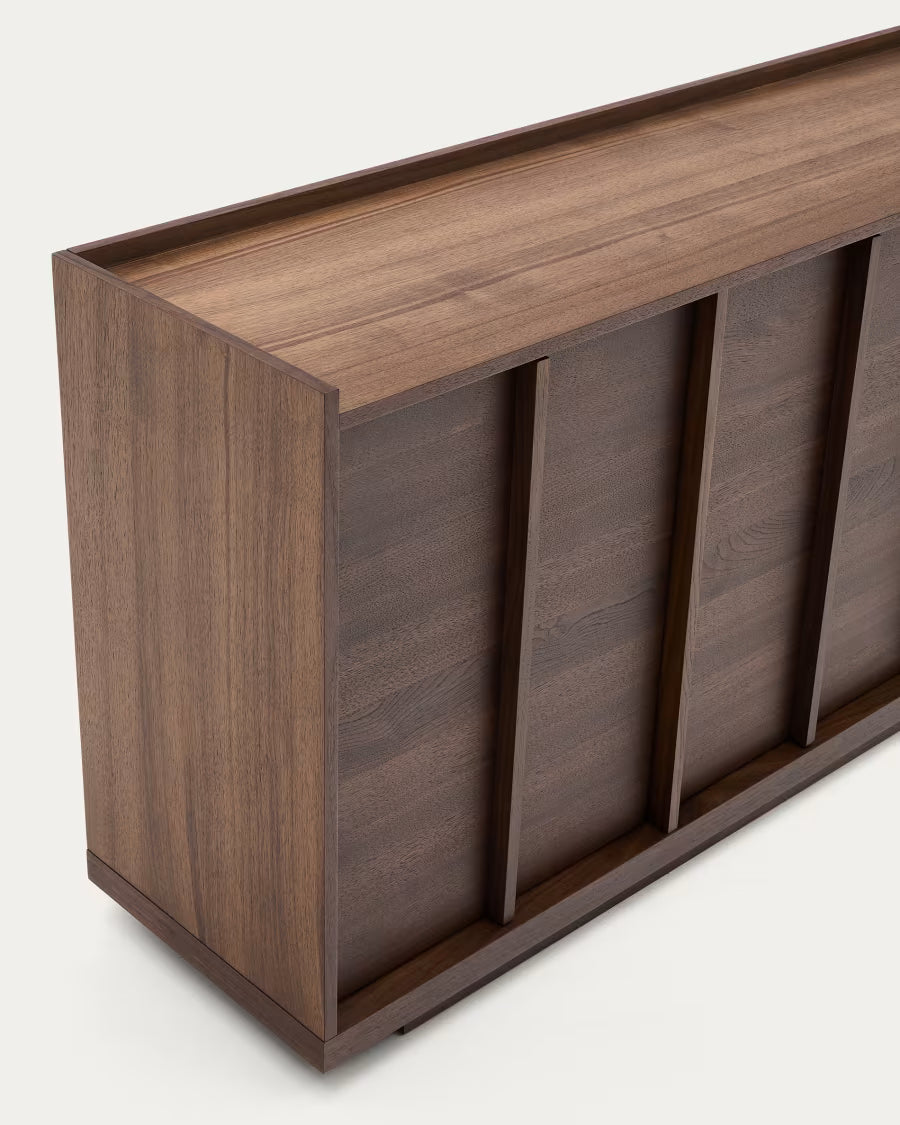 Credenza Onix di impiallacciatura in noce con finitura scura 200 x 80 cm FSC Mix Credit
