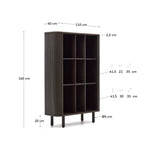 Credenza alta Mailen 2 porte in impiallacciatura di frassino con finitura scura 110 x 160 cm