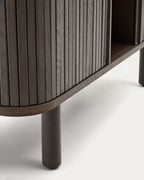 Credenza alta Mailen 2 porte in impiallacciatura di frassino con finitura scura 110 x 160 cm