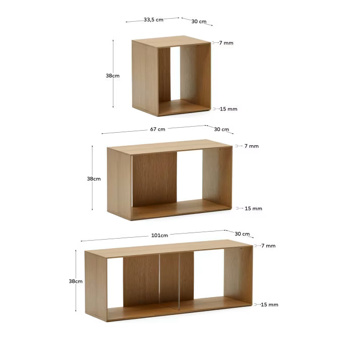 Set Litto di 6 ripiani modulari impiallacciati rovere 101 x 152 cm