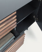 Credenza Kesia 2 ante impiallacciato noce e acciaio verniciato nero 162 x 74 cm