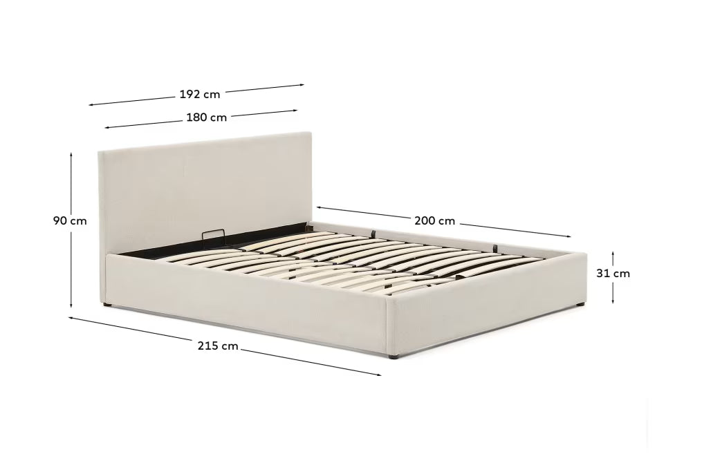 Letto con contenitore Nahiri 180 x 200 cm beige