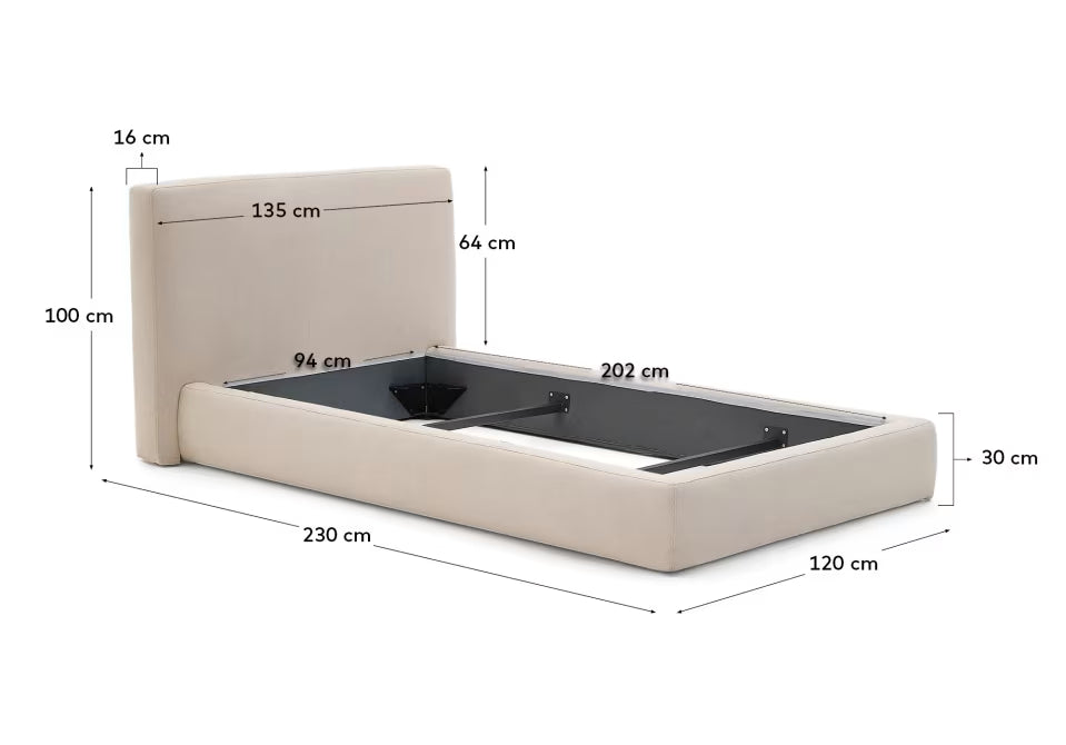 Letto sfoderabile Block beige per materasso 90 x 200 cm FSC Mix Credit