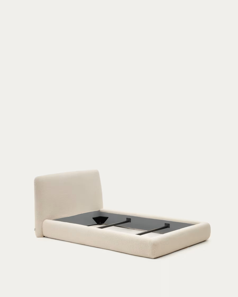 Letto sfoderabile Martina in tessuto bouclé écru per materasso da 90 x 200 cm