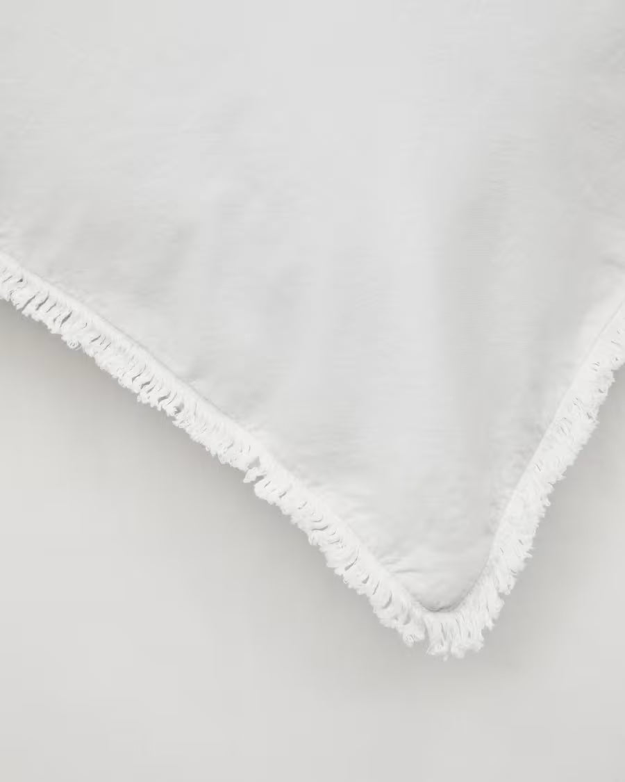 Set Sifinia copripiumino e federa 100% cotone percalle con frange écru letto 90 cm