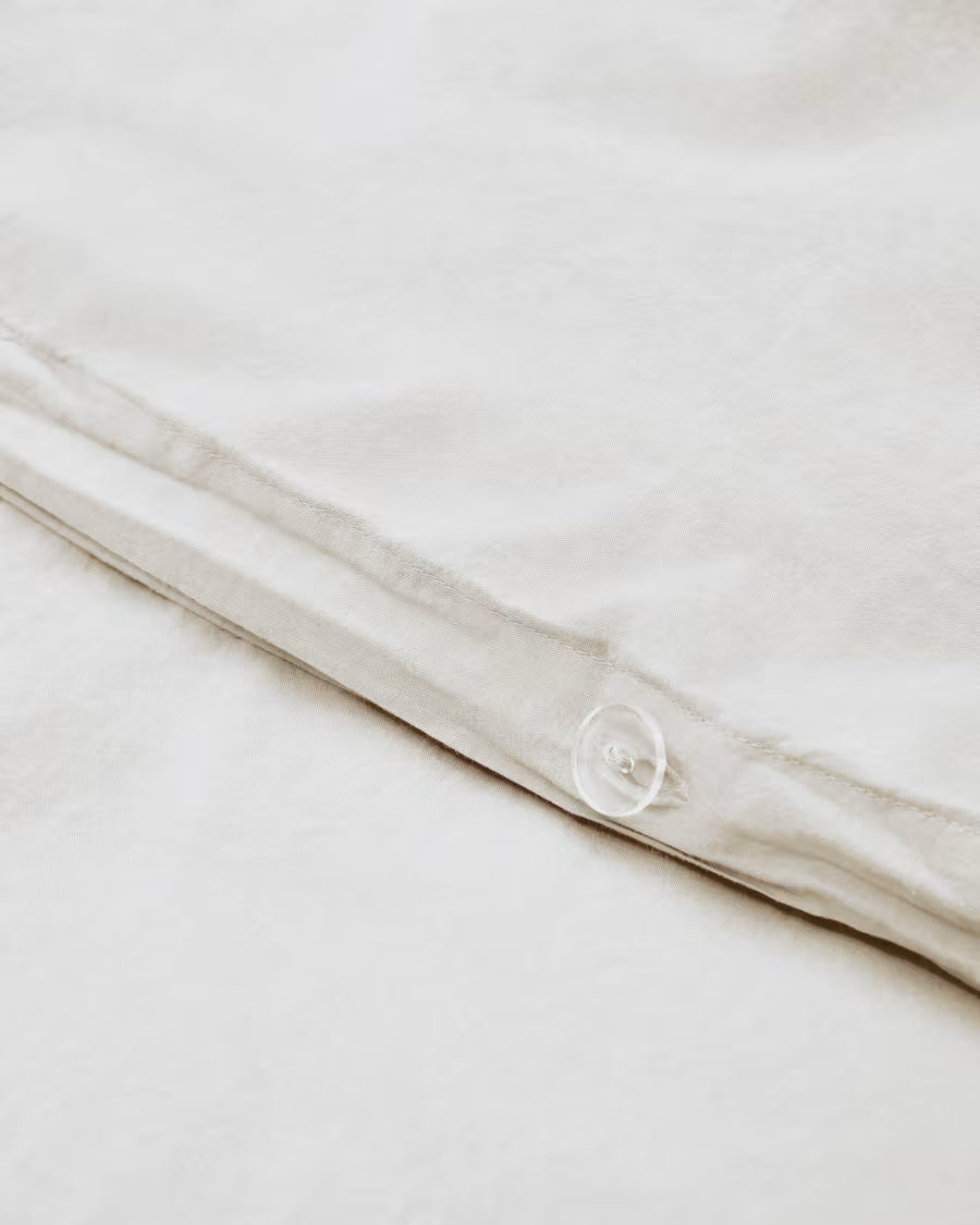 Set Sifinia copripiumino e federa 100% cotone percalle con frange écru letto 90 cm