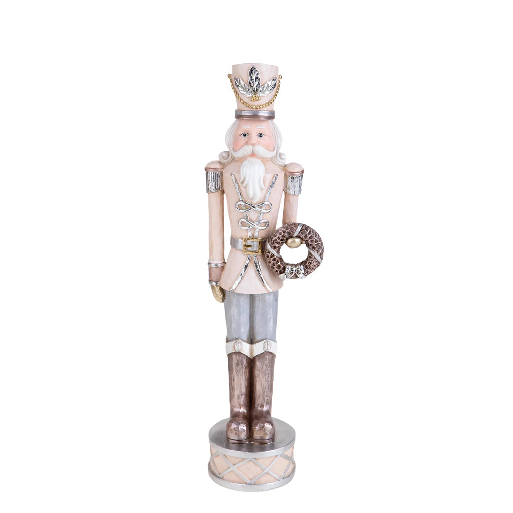 Statuetta soldato schiaccianoci con corona in resina 38 cm